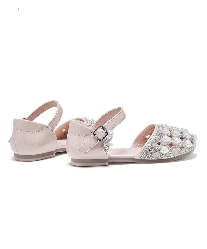 Beige Buckle Strap Nail Bead Zircon Best Baby Girls Sandals For Walking