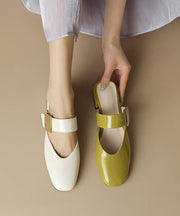 Beige Chunky Faux Leather Fitted Splicing Slide Sandals