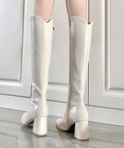 Beige Fashion Splicing Chunky Heel Boots Pointed Toe