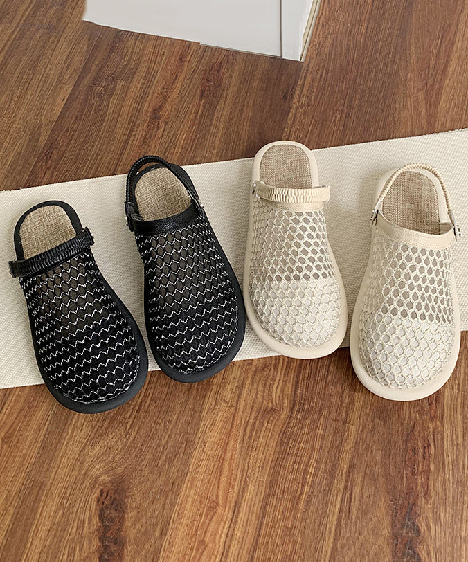 Beige Hollow Out Breathable Mesh Casual Splicing Sandals