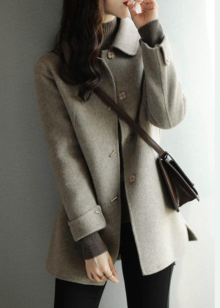 Beige Woolen Coat Outwear Oversized Button Down Fall