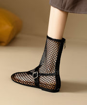 Black Boots Hollow Out Breathable Mesh Casual Splicing