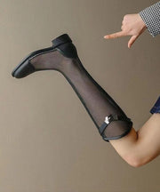 Black Breathable Hollow Out Tulle Boots Stylish Splicing