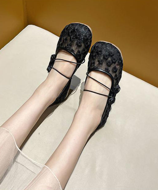 Black Breathable Mesh Chic Splicing Bow Flat Shoes For Women