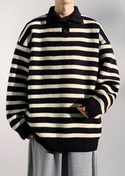 Black Button Knit Men Sweaters Turtleneck Winter