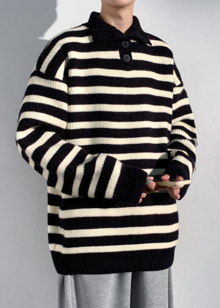 Black Button Knit Men Sweaters Turtleneck Winter