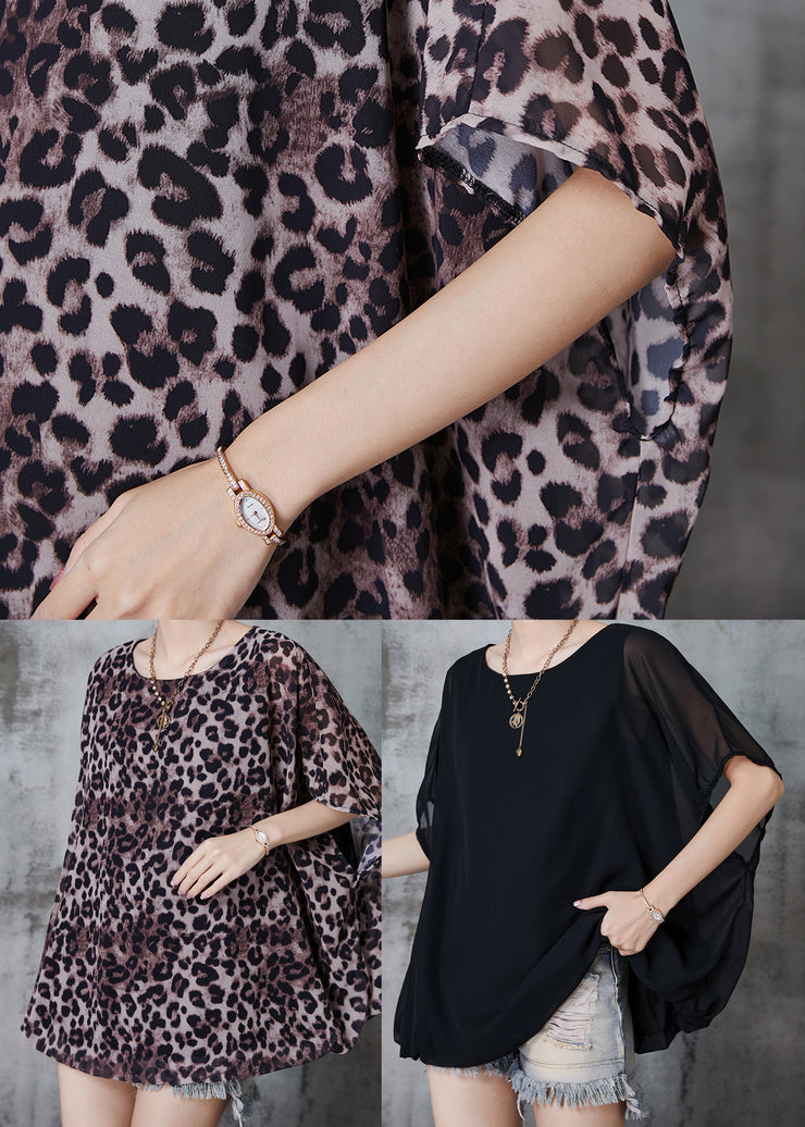 Black Chiffon Tank Tops Oversized Batwing Sleeve