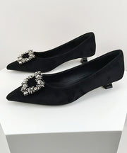 Black Comfy Splicing Kitten Shoes Pointed Toe Women