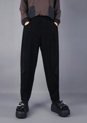 Black Corduroy Harem Pants Oversized Pockets Spring