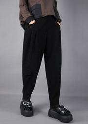 Black Corduroy Harem Pants Oversized Pockets Spring