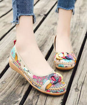 Black Cotton Fabric Print Splicing Boho Wedge Heels Plus Size