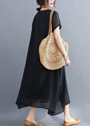 Black Cotton Long Dress Oversized Exra Large Hem Summer