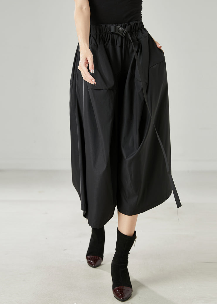 Black Cotton Wide Leg Pants Trousers Oversized Summer