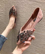 Black Flat Shoes Fashion  Splicing Zircon Pointed Toe