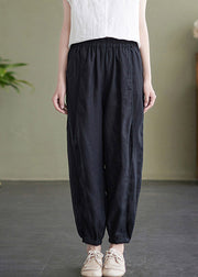 Black High Waist Cozy Solid Crop Pants