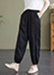 Black High Waist Cozy Solid Crop Pants