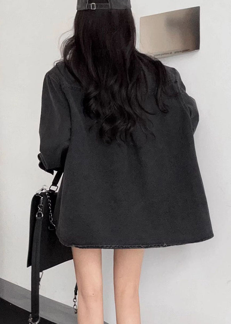 Black High Waist Two Piece Set Peter Pan Collar Long Sleeve