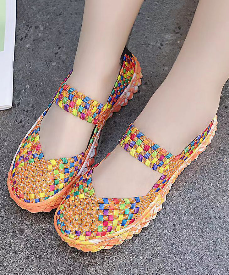 Black Knit Fabric Comfortable Splicing Flat Feet Shoes