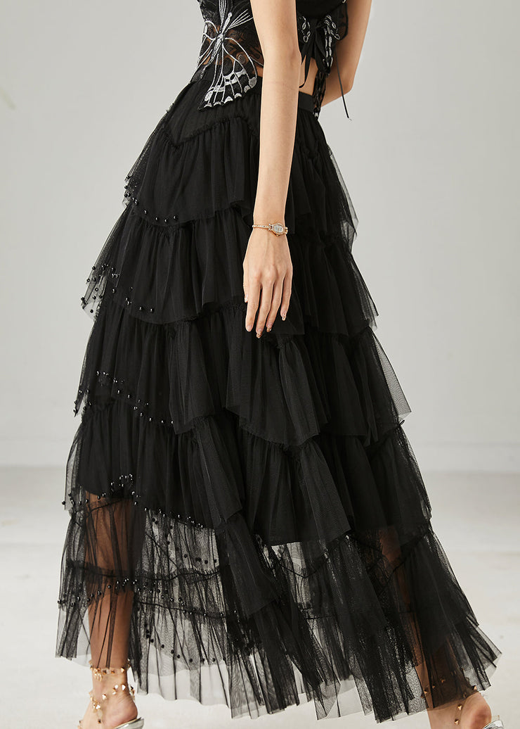 Black Layered Tulle A Line Skirt Exra Large Hem Summer