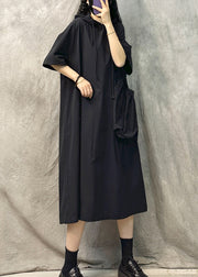 Black Loose Cotton Sweatshirts Dresss Oversized Summer