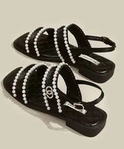 Black Nail Bead Splicing Best Sandals For Walking Peep Toe