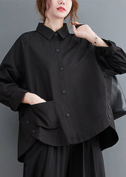 Green-texture Patchwork Cotton Shirt Top Oversized Pockets Fall