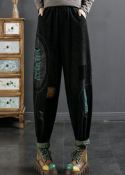 Black Patchwork Loose Crop Pants Pants High Waist