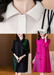 Black Peter Pan Collar Mid Shirts Dresses Fall