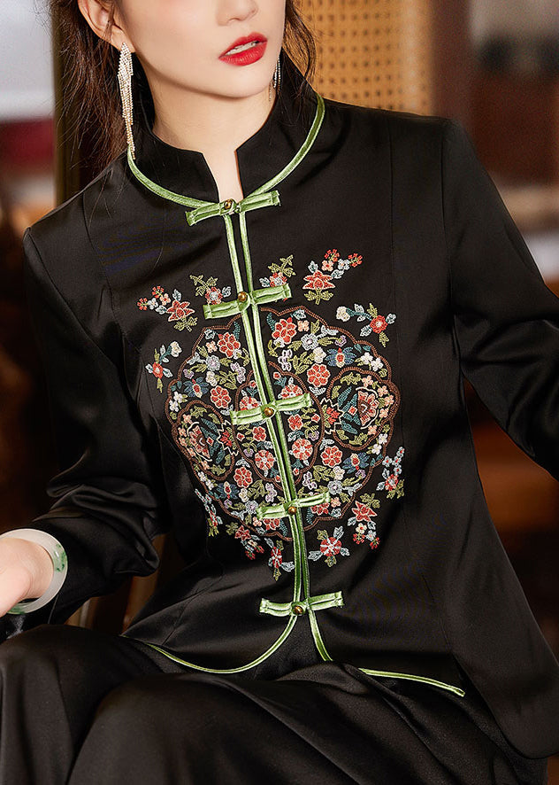 Black Stand Collar Patchwork Button Shirt Bottoming Shirt