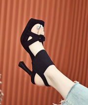 Black Stiletto Suede Stylish Splicing Sandals Peep Toe