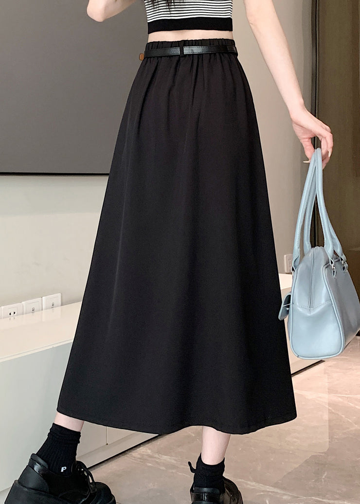 Black Stylish Exra Large Hem High Waist Skirt Spring