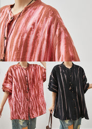 Black Tie Dye Linen Shirts Oversized Summer