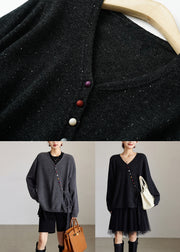 Black Tie Waist Wool Knit Cardigan Spring