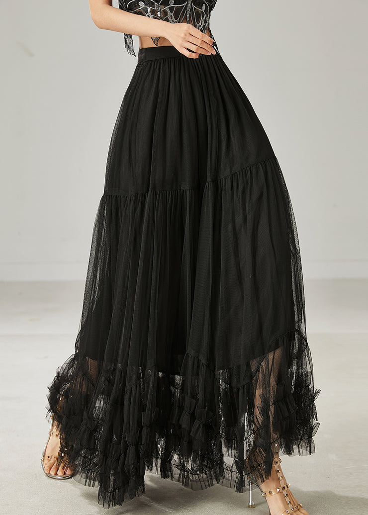 Black Tulle Skirts Ruffled Exra Large Hem Summer