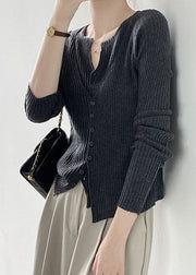 Black V Neck Fake Two Pieces Knit Cardigans Long Sleeve