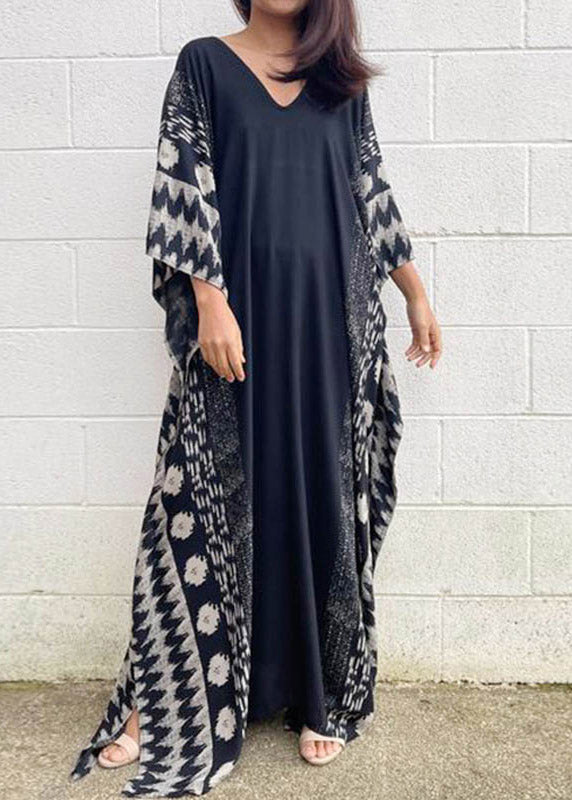 Black V Neck Maxi Holiday Dresses Summer