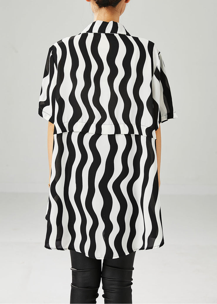 Black Wave Striped Spandex Shirts Oversized Summer