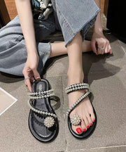 Black Zircon Nail Bead Stylish Splicing Slide Sandals