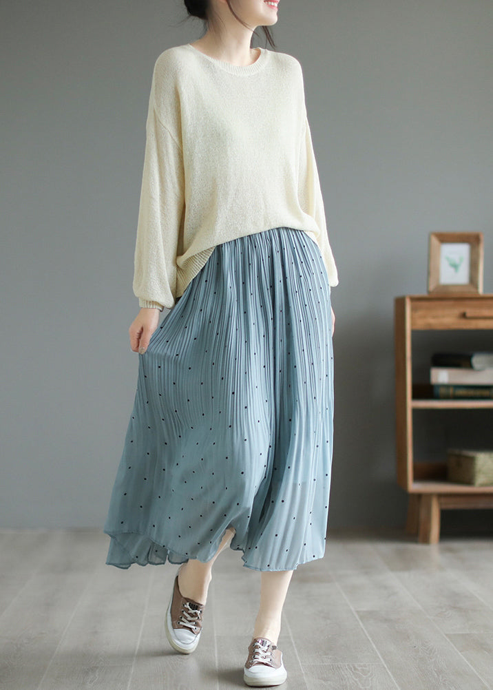 Blue Chiffon Pleated Skirts Oversized Exra Large Hem Summer