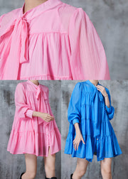 Blue Patchwork Cotton Day Dresses Oversized Spring