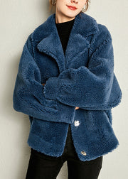 Blue Pockets Cozy Faux Fur Jackets Winter