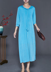 Blue Spandex Holiday Dresses Hooded Lace Up Fall