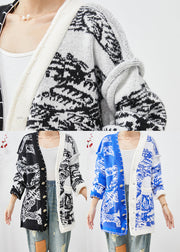 Blue Tie Dye Knit Cardigan Asymmetrical Button Down Fall