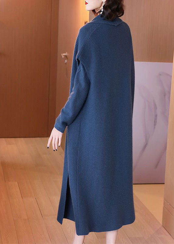 Blue Warm Knit Two Piece Set Women Clothing Oversized Winter