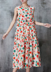 Bohemian Apricot Print Cotton Beach Dress Summer