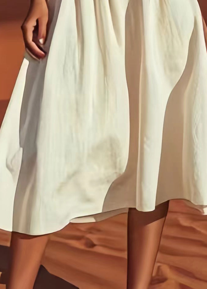 Bohemian Beige Button High Waist Cotton Skirts Summer
