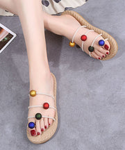 Bohemian Beige Peep Toe Splicing Beach Thong Sandals