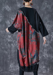 Bohemian Black Asymmetrical Patchwork Denim Holiday Dress Fall