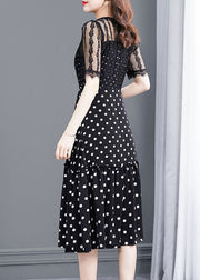 Bohemian Black Dot Lace Patchwork Hollow Out Long Dresses Summer