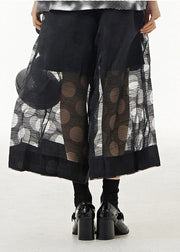 Bohemian Black Dot Print Hollow Out Tulle Wide Leg Pants Summer